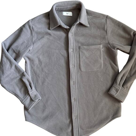 Aritzia TNA Polar Fleece Button up Shirt Jacket Taupe Size 2 (Large) - Picture 7 of 12